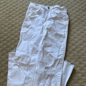 Zara Ripped White Jeans